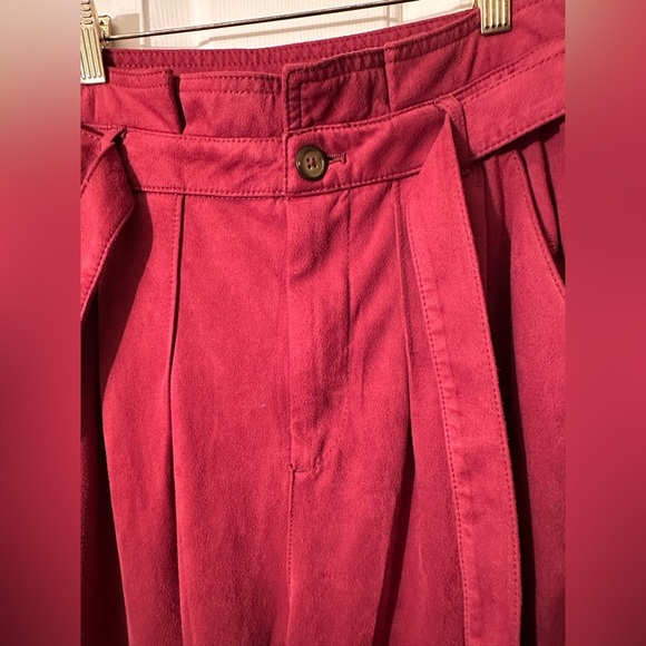 FREE PEOPLE 8 Nightfall Vegan Suede Pants Pomegranate High Waisted Paper Bag Vtg - Picture 6 of 16